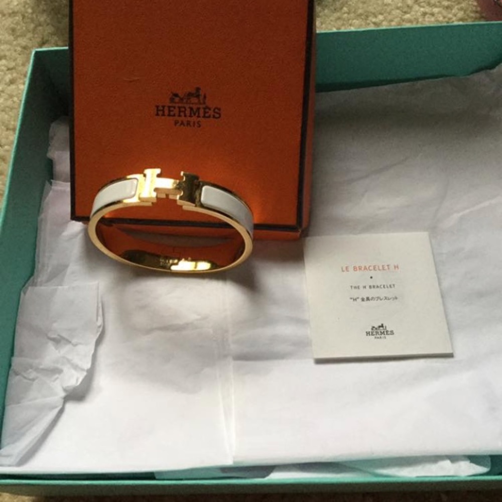 White and Gold Hermes Bracelet (GM)